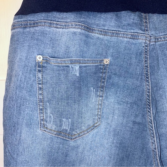 Maternity Jeans Distressed Blue Denim Skinny Jeans - Picture 6 of 11